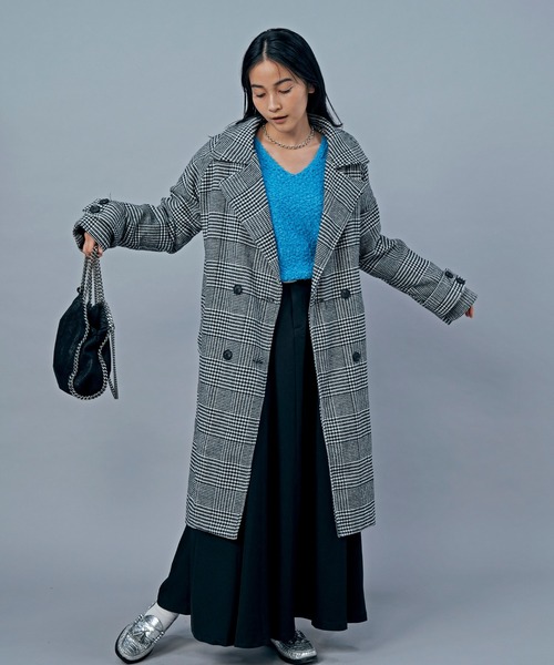 LIENCOEUR(リアンクール)の「チェックオーバーロングコート(チェスターコート・レディース・ブラック/ブラウン・FREE)」の20枚目の写真