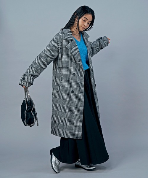 LIENCOEUR(リアンクール)の「チェックオーバーロングコート(チェスターコート・レディース・ブラック/ブラウン・FREE)」の18枚目の写真