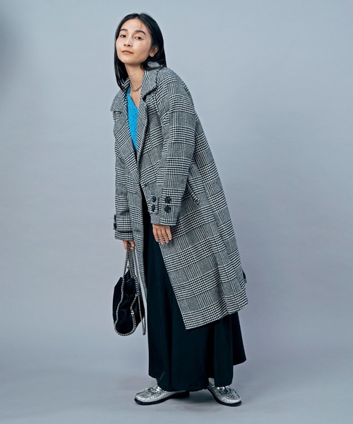 LIENCOEUR(リアンクール)の「チェックオーバーロングコート(チェスターコート・レディース・ブラック/ブラウン・FREE)」の4枚目の写真