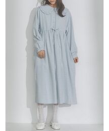 merry jenny | bear刺繍ｷﾞﾝｶﾞﾑﾜﾝﾋﾟｰｽ(ワンピース)