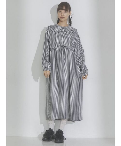 merry jenny（メリージェニー）の「bear刺繍ｷﾞﾝｶﾞﾑﾜﾝﾋﾟｰｽ（ワンピース・レディース・ブラック/ピンク/イエロー/ブルー・FREE）」の6枚目の写真