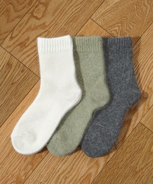 flower（フラワー）の「ソフトフラッフィソックス3（ソックス/靴下・レディース・グレー/ホワイト/グリーン・FREE）」の6枚目の写真