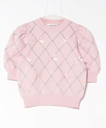 【WEB限定カラー】[L.B CANDY STOCK]ビジューリボンニットトップス