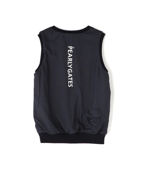 PEARLY GATES リバーシブル　Vネックベスト 黒 PEARLY GATES リバーシブルVネックベスト 黒