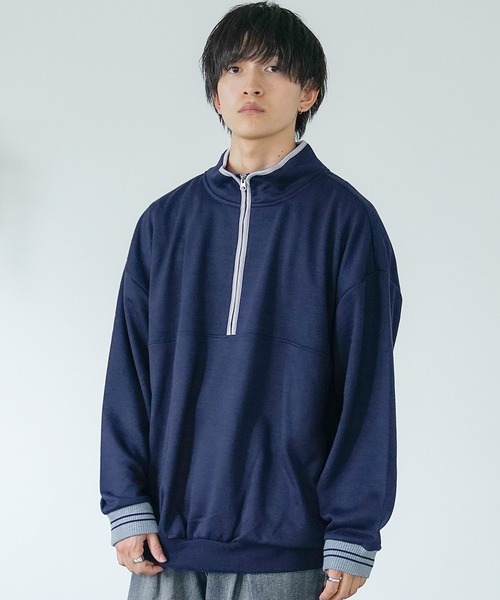 セール】【MinoriTY】裏毛ハーフジップオーバーサイズトレーナー