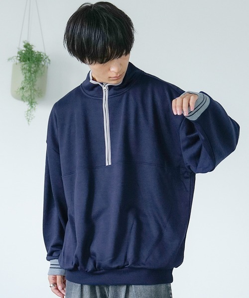 MinoriTY（マイノリティ）の「【MinoriTY】裏毛ハーフジップオーバーサイズトレーナー ビッグシルエット ルーズフィット スウェット メンズ 秋服（スウェット・メンズ・ブラック/グレー/ネイビー・M/L/LL）」の18枚目の写真