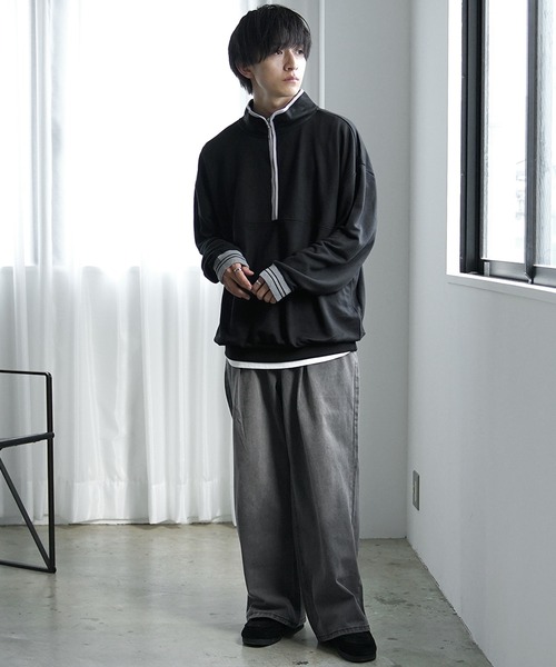 MinoriTY】裏毛ハーフジップオーバーサイズトレーナー ビッグ