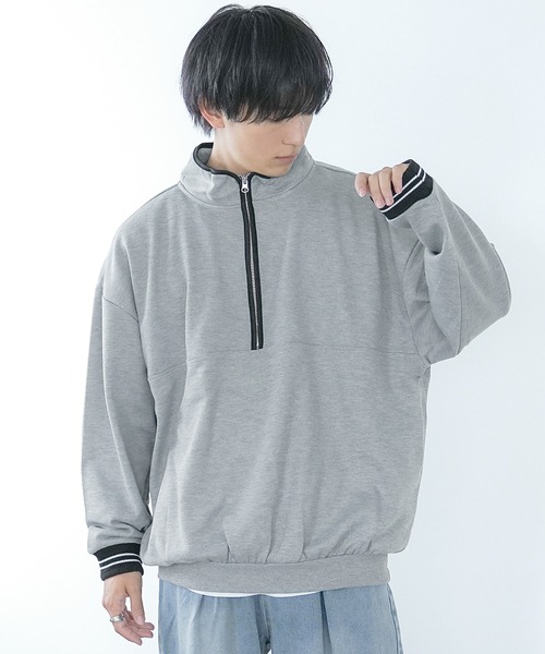 MinoriTY（マイノリティ）の「【MinoriTY】裏毛ハーフジップオーバーサイズトレーナー ビッグシルエット ルーズフィット スウェット メンズ 秋服（スウェット・メンズ・ブラック/グレー/ネイビー・M/L/LL）」の11枚目の写真