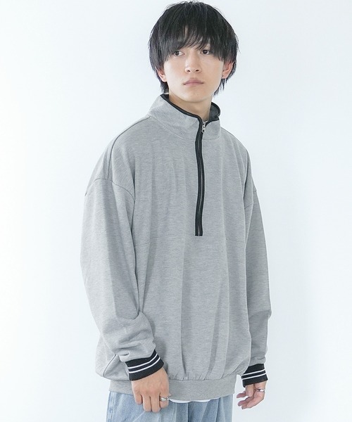 MinoriTY（マイノリティ）の「【MinoriTY】裏毛ハーフジップオーバーサイズトレーナー ビッグシルエット ルーズフィット スウェット メンズ 秋服（スウェット・メンズ・ブラック/グレー/ネイビー・M/L/LL）」の12枚目の写真