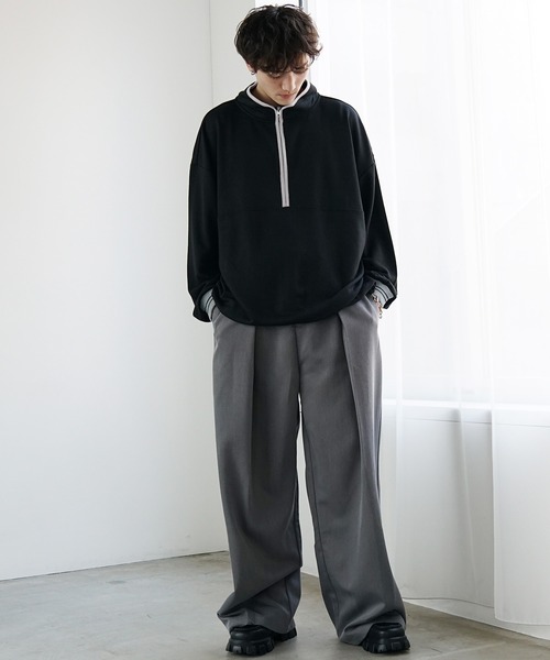 MinoriTY】裏毛ハーフジップオーバーサイズトレーナー ビッグ