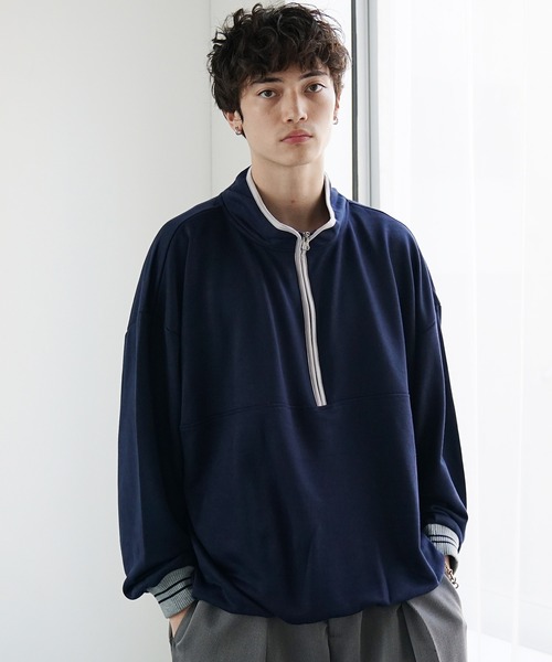 MinoriTY（マイノリティ）の「【MinoriTY】裏毛ハーフジップオーバーサイズトレーナー ビッグシルエット ルーズフィット スウェット メンズ 秋服（スウェット・メンズ・ブラック/グレー/ネイビー・M/L/LL）」の20枚目の写真