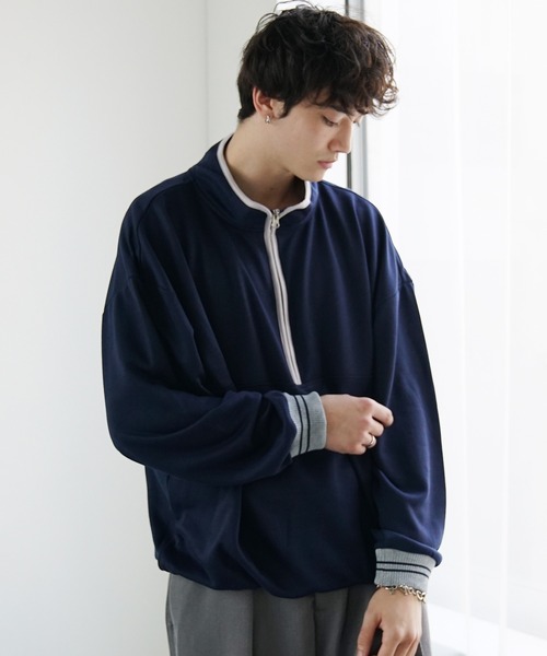 MinoriTY（マイノリティ）の「【MinoriTY】裏毛ハーフジップオーバーサイズトレーナー ビッグシルエット ルーズフィット スウェット メンズ 秋服（スウェット・メンズ・ブラック/グレー/ネイビー・M/L/LL）」の22枚目の写真