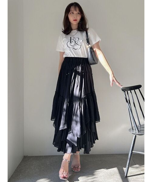 dazzlin(ダズリン)の「RIPPLE OF COLORロゴT(Tシャツ/カットソー・レディース・チャコールグレー/パープル/ブルー/ブラック/オフホワイト/グリーン/ピンク・FREE)」の14枚目の写真