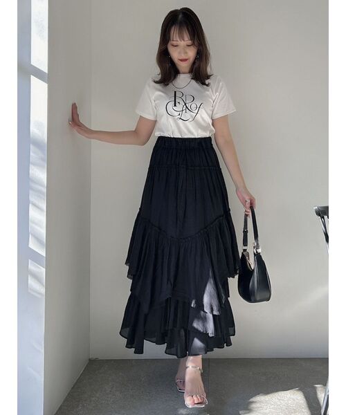 dazzlin(ダズリン)の「RIPPLE OF COLORロゴT(Tシャツ/カットソー・レディース・チャコールグレー/パープル/ブルー/ブラック/オフホワイト/グリーン/ピンク・FREE)」の16枚目の写真