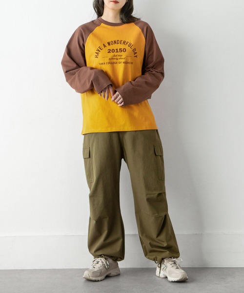 Chillfar（チルファー）の「ラグランプリントロゴロンT（Tシャツ/カットソー・レディース・ホワイト×ネイビー/オートミール/イエロー系/杢グレー・FREE）」の22枚目の写真