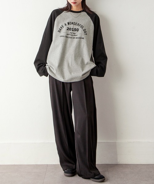 Chillfar（チルファー）の「ラグランプリントロゴロンT（Tシャツ/カットソー・レディース・ホワイト×ネイビー/オートミール/イエロー系/杢グレー・FREE）」の16枚目の写真