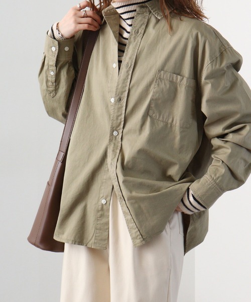 FUNALIVE（ファンアライブ）の「ｺｯﾄﾝﾂｲﾙ ﾚｷﾞｭﾗｰｶﾗｰ L/S ﾋﾞｯｸﾞｼｬﾂ（シャツ/ブラウス・メンズ・ベージュ/グレー/ブラック/グリーン・XL/M/L）」の3枚目の写真