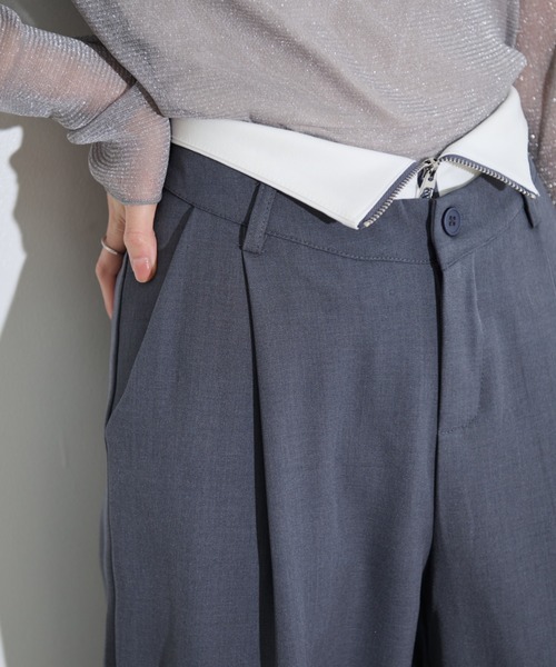 MOCOA'S(モコアズ)の「ウエスト折り返しスラックスパンツ(スラックス・レディース・ブラック/グレー・MEDIUM/SMALL)」の16枚目の写真