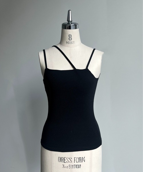 prose verse(プロズヴェール)の「アシメストラップパット付きキャミ(キャミソール・レディース・ブラック/オフホワイト・LARGE/MEDIUM)」の3枚目の写真