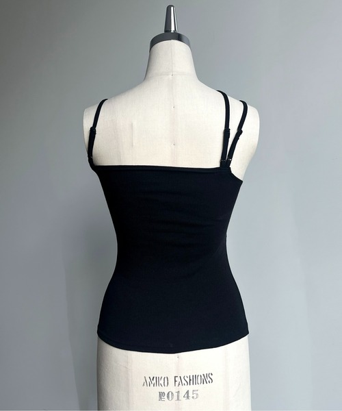 prose verse(プロズヴェール)の「アシメストラップパット付きキャミ(キャミソール・レディース・ブラック/オフホワイト・LARGE/MEDIUM)」の4枚目の写真