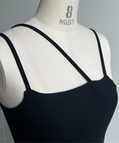 prose verse(プロズヴェール)の「アシメストラップパット付きキャミ(キャミソール・レディース・ブラック/オフホワイト・LARGE/MEDIUM)」の6枚目の写真