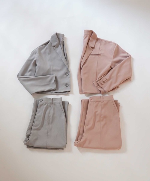 mimi toujours（ミミトゥジュール）の「ショート テーラードジャケット mimi toujours×itsPeachi（テーラードジャケット・レディース・グレー/ピンク・M）」の16枚目の写真