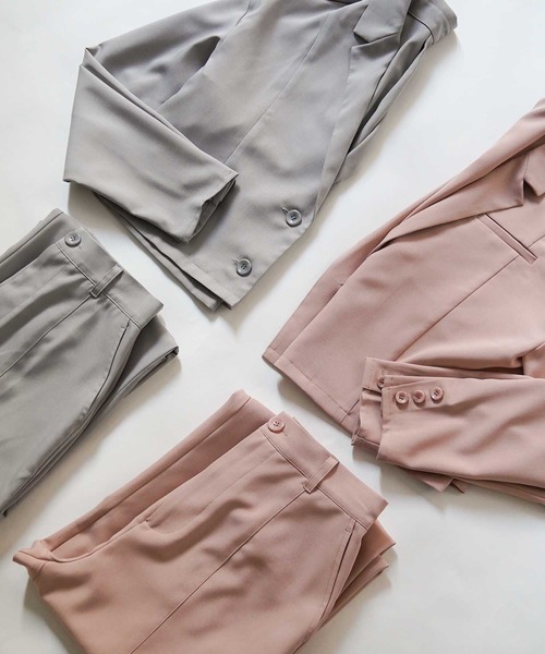 mimi toujours（ミミトゥジュール）の「ショート テーラードジャケット mimi toujours×itsPeachi（テーラードジャケット・レディース・グレー/ピンク・M）」の15枚目の写真