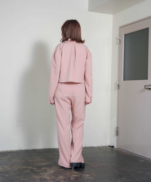 mimi toujours（ミミトゥジュール）の「ショート テーラードジャケット mimi toujours×itsPeachi（テーラードジャケット・レディース・グレー/ピンク・M）」の6枚目の写真