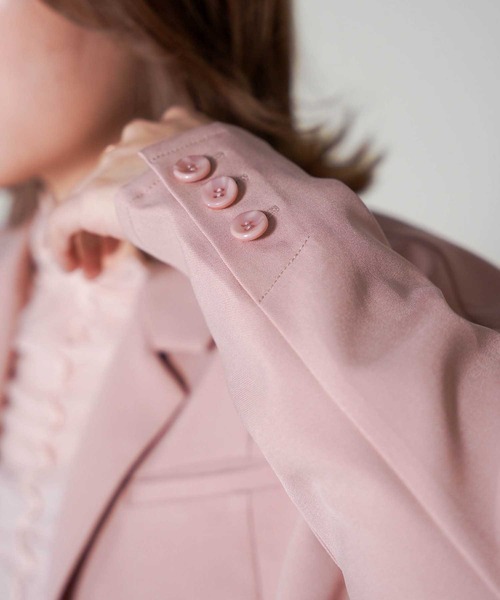 mimi toujours（ミミトゥジュール）の「ショート テーラードジャケット mimi toujours×itsPeachi（テーラードジャケット・レディース・グレー/ピンク・M）」の12枚目の写真