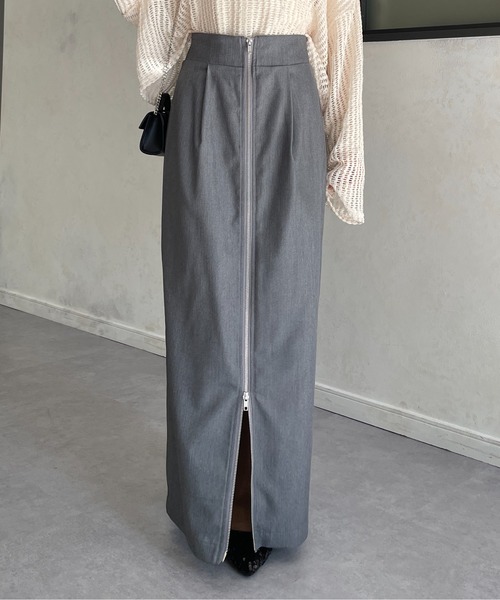 Thevon(ゼボン)の「フロントジップタックナロースカート(スカート・レディース・ホワイト系その他/グレー/ブラック・FREE)」の5枚目の写真