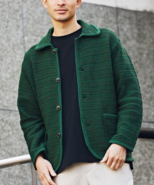 EDIFICE(エディフィス)の「ハイツイスト コットンニット カバーオール(その他トップス・メンズ・アイボリー/グリーン/ブルー系その他・MEDIUM/LARGE)」の2枚目の写真