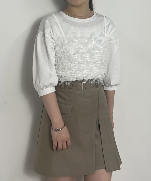 NICOLE CLUB(ニコル クラブ)の「【WEB限定】チュールビスチェ&袖ドレープカットソー(ベスト・レディース・ブラック/オフホワイト・FREE)」の18枚目の写真