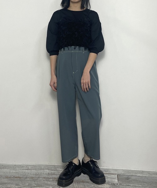 NICOLE CLUB(ニコル クラブ)の「【WEB限定】チュールビスチェ&袖ドレープカットソー(ベスト・レディース・ブラック/オフホワイト・FREE)」の22枚目の写真