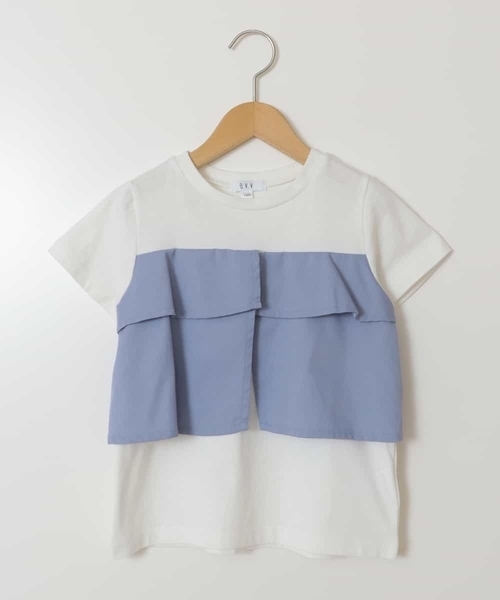 a.v.v（アーヴェヴェ）の「[100-130]【2点セット】フリルトップス&ショートパンツセットアップ（その他トップス・キッズ・ダークインディゴブルー/ベージュ・120/100/130/110）」の20枚目の写真