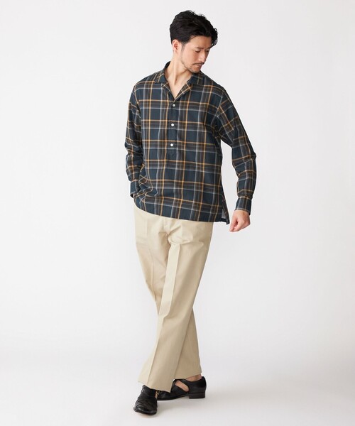 SHIPS（シップス）の「SHIPS: オープンカラー コットン マドラスチェック プルオーバー シャツ（シャツ/ブラウス・メンズ・ブラウン/ネイビー・L/M/S/XL）」の10枚目の写真