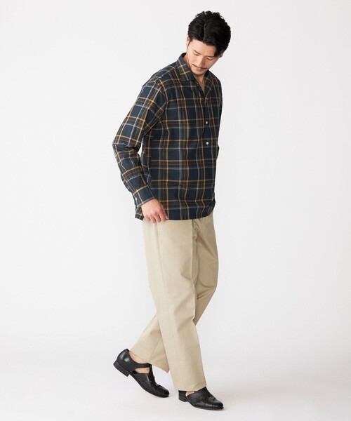 SHIPS（シップス）の「SHIPS: オープンカラー コットン マドラスチェック プルオーバー シャツ（シャツ/ブラウス・メンズ・ブラウン/ネイビー・L/M/S/XL）」の14枚目の写真