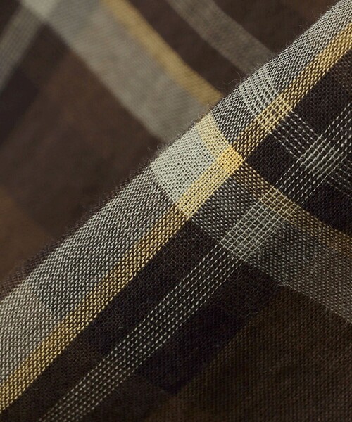 SHIPS（シップス）の「SHIPS: オープンカラー コットン マドラスチェック プルオーバー シャツ（シャツ/ブラウス・メンズ・ブラウン/ネイビー・L/M/S/XL）」の22枚目の写真