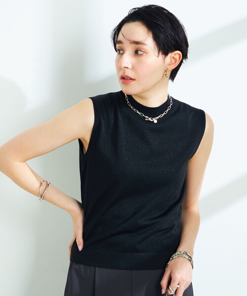 NOLLEY’S Sophi(ノーリーズソフィ)の「《手洗い可能》ラメノースリーブプルオーバーニット(ニット/セーター・レディース・サーモンピンク/シルバー/ブラック/ゴールド・36/38)」の2枚目の写真