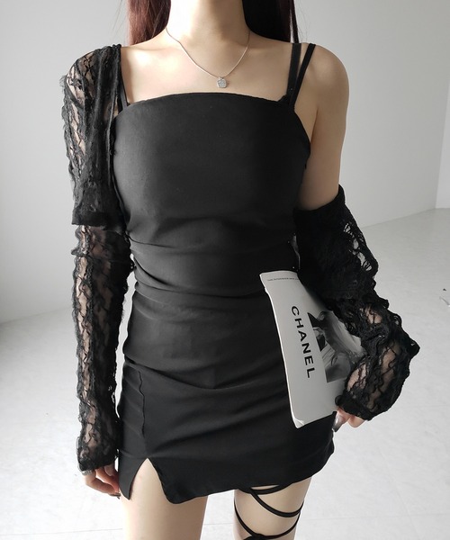 me+em select（ミームセレクト）の「サイドタックストレッチスリットミニキャミワンピース ／ side tack stretch slit mini cami onepiece（ワンピース・レディース・ブラック・SMALL/MEDIUM）」の17枚目の写真