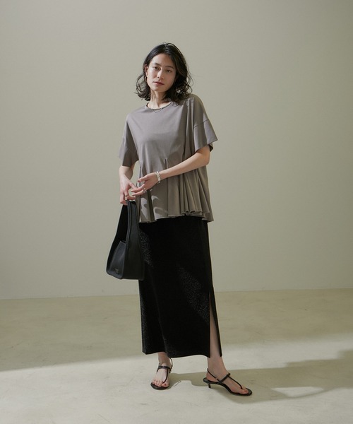 SALON adam et rope'（サロン アダム エ ロペ）の「【WEB限定】ラメナロースカート【洗える】（スカート・レディース・シルバー/ブラック/ゴールド・FREE）」の8枚目の写真