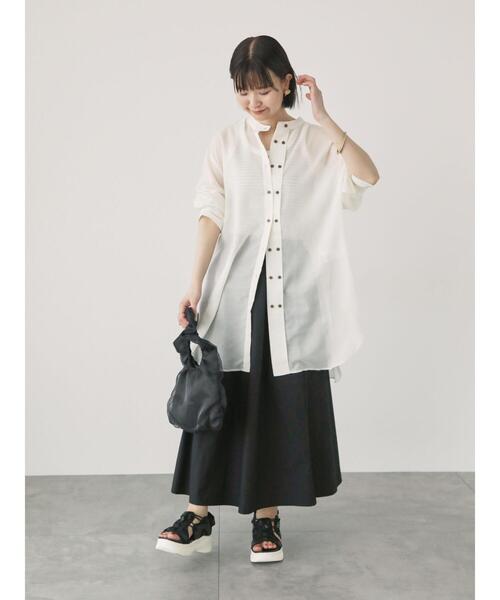 Lugnoncure（ルノンキュール）の「シアーバックシャンチュニック（シャツ/ブラウス・レディース・ベージュ/ネイビー/オフホワイト・F）」の9枚目の写真