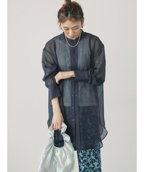 Lugnoncure（ルノンキュール）の「シアーバックシャンチュニック（シャツ/ブラウス・レディース・ベージュ/ネイビー/オフホワイト・F）」の19枚目の写真