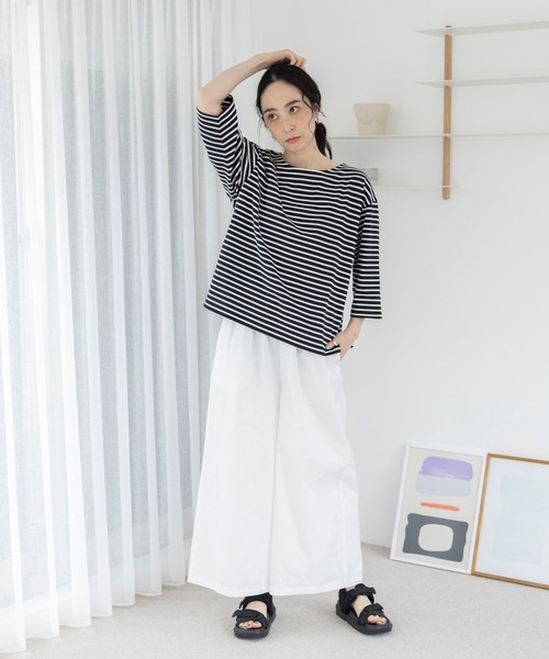 studio CLIP（スタディオクリップ）の「サマーデニムバギーパンツ[プチ・プラス・トールサイズあり]（デニムパンツ・レディース・インディゴブルー/ライトブルー/ホワイト・MEDIUM/LARGE/ﾌﾘｰ(L)/PF/TF）」の6枚目の写真