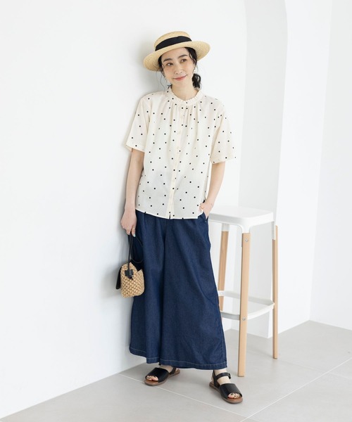 studio CLIP（スタディオクリップ）の「サマーデニムバギーパンツ[プチ・プラス・トールサイズあり]（デニムパンツ・レディース・インディゴブルー/ライトブルー/ホワイト・MEDIUM/LARGE/ﾌﾘｰ(L)/PF/TF）」の22枚目の写真