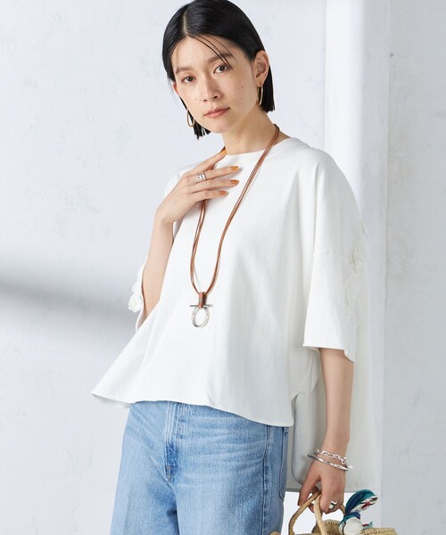 SHIPS（シップス）の「〈洗濯機可能〉バック フリル 半袖 Tシャツ（Tシャツ/カットソー・レディース・ダークグレー/ラベンダー/ホワイト/ネイビー・ONE SIZE）」の15枚目の写真