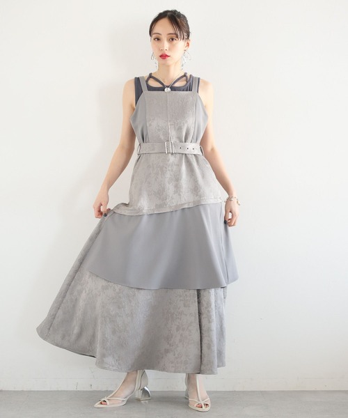 HARE（ハレ）の「ジャガードキリカエキャミワンピース(HARE)（ワンピース・レディース・グレー/ブラック・FREE）」の6枚目の写真