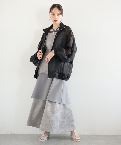 HARE（ハレ）の「ジャガードキリカエキャミワンピース(HARE)（ワンピース・レディース・グレー/ブラック・FREE）」の8枚目の写真