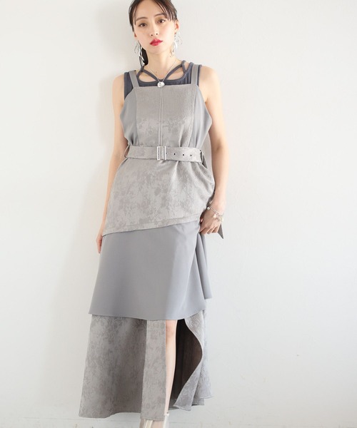 HARE（ハレ）の「ジャガードキリカエキャミワンピース(HARE)（ワンピース・レディース・グレー/ブラック・FREE）」の12枚目の写真