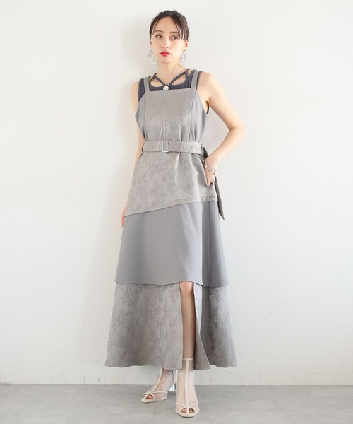 HARE（ハレ）の「ジャガードキリカエキャミワンピース(HARE)（ワンピース・レディース・グレー/ブラック・FREE）」の4枚目の写真