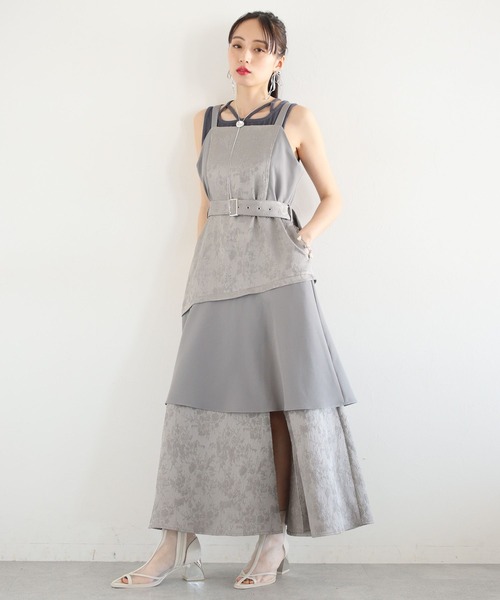 HARE（ハレ）の「ジャガードキリカエキャミワンピース(HARE)（ワンピース・レディース・グレー/ブラック・FREE）」の5枚目の写真